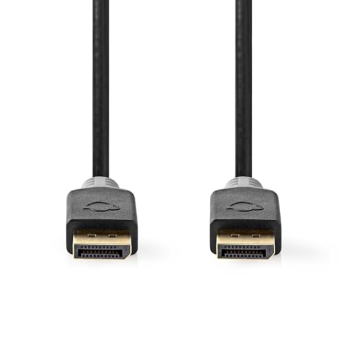Nedis - Cavo Displayport, Connettore Displayport, Connettore Displayport, Placcato Oro, 2,00 M, Rotondo, Colore: Antracite/Grigio