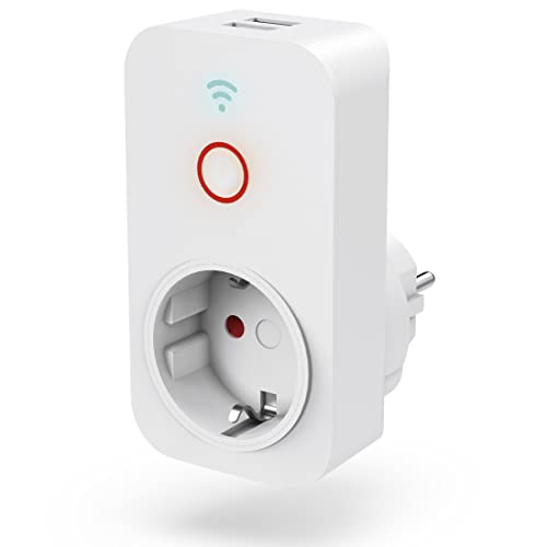 Hama Presa Wifi Con 2 X Usb A (Presa Smart Home Per Dispositivi Fino A 2300 W E Usb 2,1 A Per Smartphone, Tablet, Presa Wi-Fi Per Controllo Vocale Con