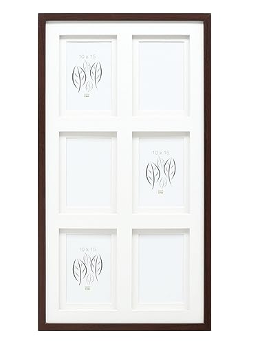 Deknudt Frames S65Kq6-10.0X15.0 - Cornice Portafoto In Legno Per 6 Foto, Con Passepartout, 64 X 34,5 X 2,3 Cm, Colore: Marrone