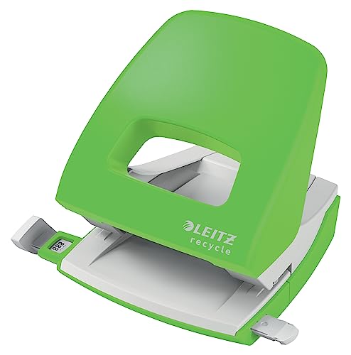Leitz Nexxt Recycle Perforatrice In Acciaio E Plastica Riciclata, Riciclabile Al 100%, Perfora Fino A 30 Fogli Ed È Dotato Di Una Barra Di Guida Con C