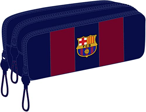 Safta F.C. Barcelona – Triple Pencil Case, Children'S Pencil Case, Ideal For School Ages, Comfortable And Versatile, Quality And Strength, 21 X 8 X 8