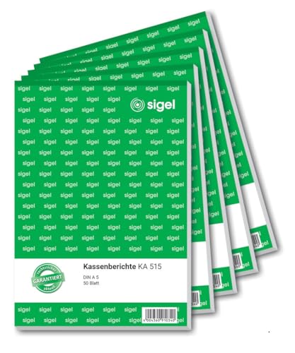 Sigel Ka515 Kasse Relazione A5, 5 Pezzi Da 50 Fogli 5 Pezzi