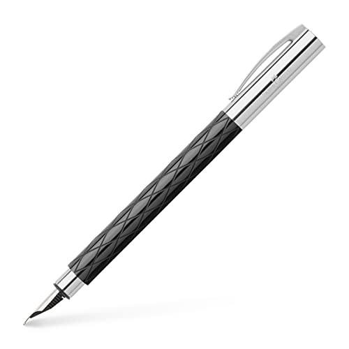 Faber-Castell 148923 - Stilografica Ambition Rombo In Resina Pregiata, Pennino: B, Confezione Regalo Inclusa, Colore Fusto: Nero / Argento