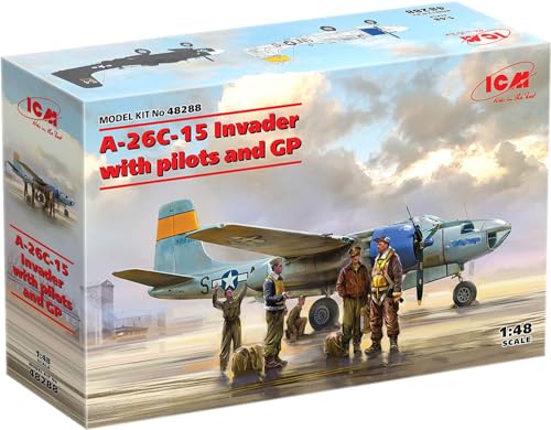 Icm Icm48288 1:48-A-26C-15 Invader W/Pilots & Ground Personale Kit Modello, Nero
