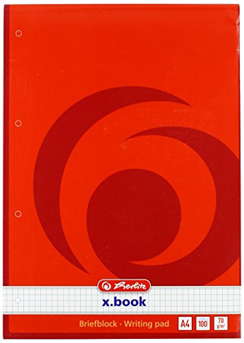 Herlitz 733436 – Blocco Di Carta Da Lettere Formato A4/100 Fogli A Quadretti/Perforato, 70 G/M²