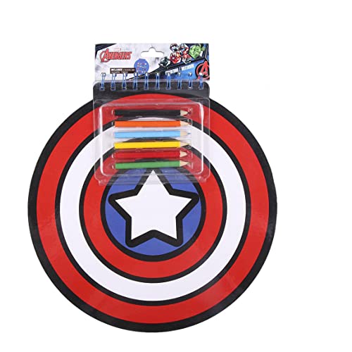 Cerdá Life'S Little Moments - Cuaderno De Dibujo Para Colorear De Capitan America Incluye 6 Lápices De Colores Y 15 Pegatinas | Regalo Original Para P