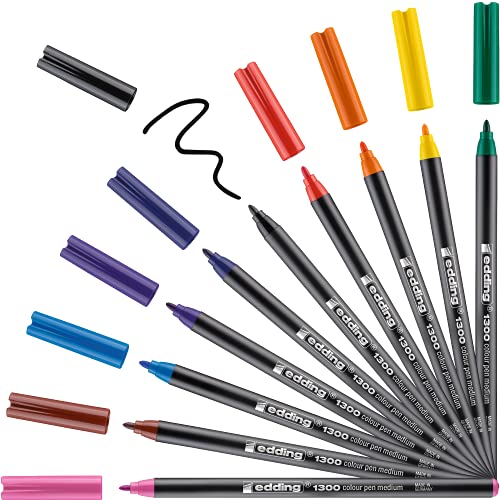 Edding 1300 Pennarello Punta Fibra; Punta Conica; Scatola In Metallo 10 Pz.; Colori Assortiti; Tratto 2 Mm