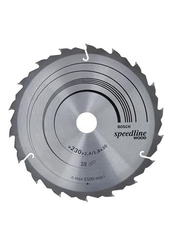 Bosch Professional 1X Lama Per Sega Circolare Speedline Wood (Per Legno, Pannelli In Truciolato, Ø 230 X 30 X 2.4 Mm, 18 Denti, Accessori Per Sega Cir