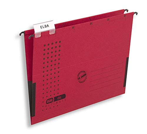 Hamelin Gmbh Elba 100560145 - Cartella Sospesa "Chic Ultimate", Lati Chiusi, Con Bandelle, Confezione Da 5 Pezzi, Colore: Rosso