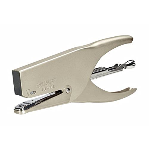 Leitz Cucitrice A Pinza Juwel 3000 Flat Clinch, Capacità Fino A 30 Fogli, Cromo (Nickel), Design Ergonomico In Metallo, Caricamento Posteriore, Per L'