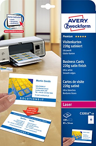 Avery Zweckform Quick & Clean Visitenkarten, Satiniert