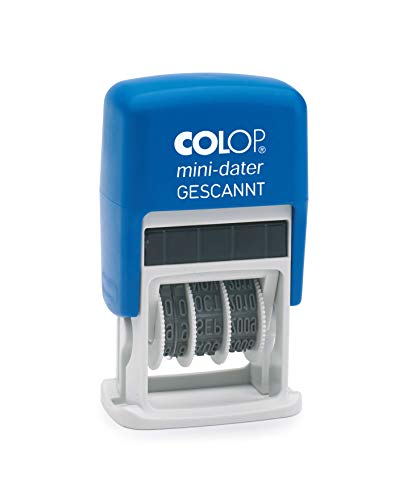 Colop - Mini Timbro Datore S160 Con Testo Scannato, Colore: Blu/Rosso