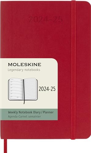 Moleskine Weekly Planner 2024-2025, Agenda Settimanale 18 Mesi 2025 Con Spazio Per Note, Con Copertina Morbida E Chiusura Elastica, Formato Pocket 9 X