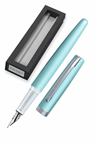 Online - Eleganza | Pluma Estilográfica De Tinta Azul Con Caja De Regalo - Pluma De Metal Con Superficie Mate Color Turquesa