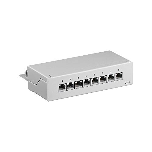 Goobay 93047 Cat 6 Pannello Mini Desktop Patch, 8 Port, Grigio