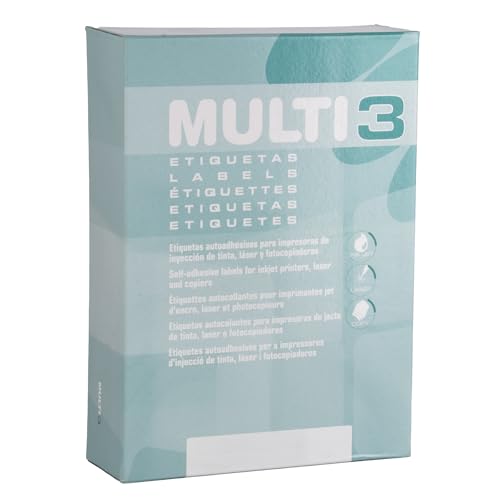 Multi 3 10527 Etichette Adesive Per Stampa, Inkjet Laser E Fotocopiatrici, Misura 105 X 42,4 Mm, Confezione Da 500 Fogli