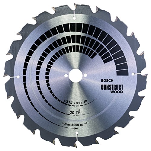 Bosch Professional 1X Lama Per Sega Circolare Expert For Construct Wood (Per Legno Da Costruzione, 315 X 3.2 X 30 Mm, 20 Denti, Accessorio Sega Circol