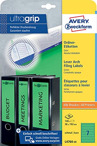 Avery Zweckform Ordnerrücken-Etiketten, 38 X 192 Mm, Grün