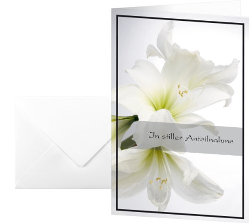 Sigel Ds006 - Biglietto Di Condoglianze, Motivo “Amarillide Bianco”, 17 X 11,5 Cm, 10 Pezzi, Include Buste Bianche