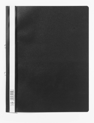 Durable 258001 - Cartellina Clear View, Occhielli Per Archiviazione, F.To A4+, Fonte Trasparente E Retro Colorato, Nero, Confezione Da 25 Pezzi