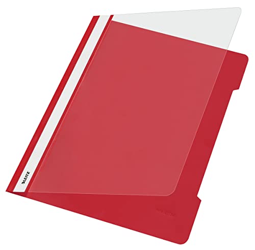 Leitz Cartellina Standard, Formato A4, Capacità Fino A 250 Fogli, 80 Gr/Mq, Polipropilene, Confezione Da 25, Rosso, 41910025