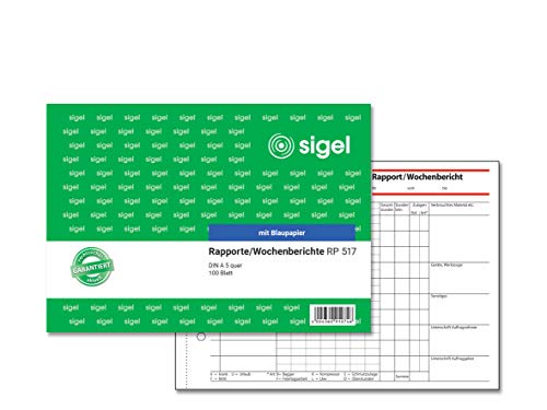 Sigel Rp517/Settimana Relazione, Formato A5, 100 Fogli Con Blu, 100 Pagine 1 Pezzo Colore