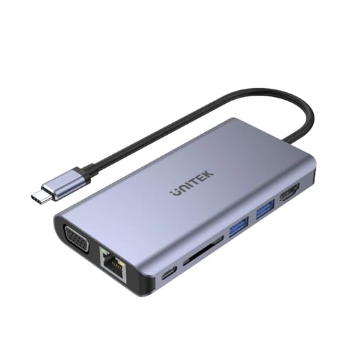 Hub Usb Unitek Hub 8-W-1 Usb-C 3.1; Hdmi; Vga; Rj45; Sd; Pd 100W; D1019B