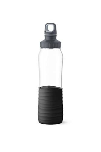 Emsa N31001 Drink2Go Borraccia In Vetro | Capacità: 0,7 Litri | Tappo A Vite | Nero
