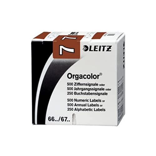 Leitz Orgacolor 66071000 Numero Di «(7 17,78 Cm Confezione Da 500, Colore: Marrone