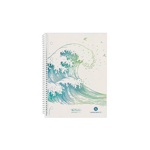 Herlitz Greenline 50033492 - Quadrettato A Spirale, Formato A5, 80 G/M2, Colore: Bianco