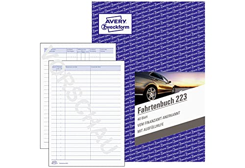 Avery Zweckform Registro Autisti, Con Indicazione Dei Km Percorsi, Calcolo Annuale,Din A5, 40 Fogli