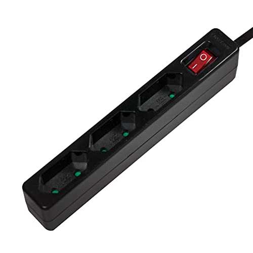 Logilink Lps230B - Ciabatta Elettrica A 3 Prese (Presa Europea), Cee 7/16, Con Interruttore On/Off, Con Sicurezza Per Bambini, Colore: Nero