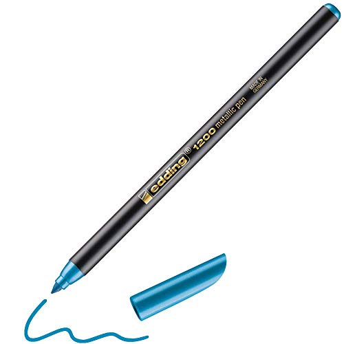 Edding 1200 Feltro Da Colorare In Metallo - Blu Metallizzato - 1 Penna - Punta Tonda Da 1-3 Mm - Per Colorare, Scrivere, Disegnare Con Effetti Metalli