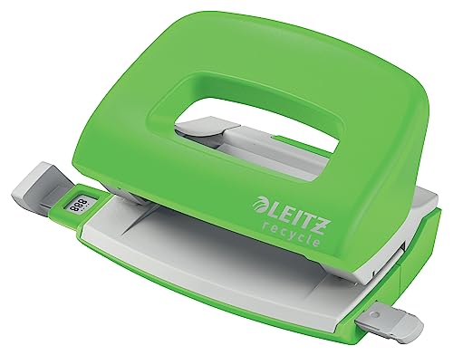 Leitz Nexxt Recycle Mini Perforatore In Acciaio E Plastica Riciclata, Riciclabile Al 100%, Perfora Fino A 10 Fogli A4, 50100055 - Verde