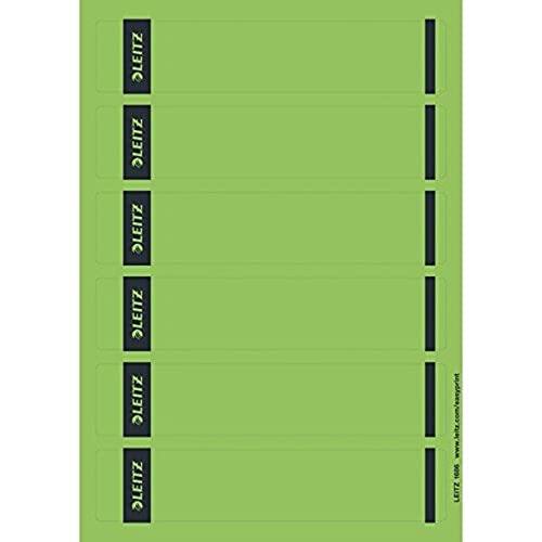 Leitz Etichette Adesive A4 Stampabili Al Pc Per Raccoglitori A Leva In Cartone, Formato Corto E Stretto, Verde, 39 X 192 Mm, Cartoncino, 16862055, Con
