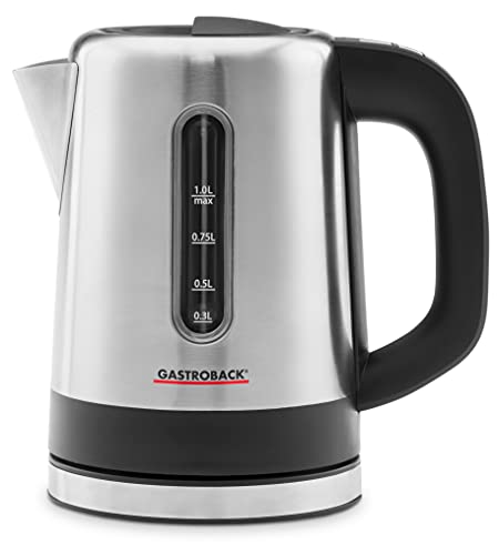 Gastroback 42445 - Bollitore Da Campeggio, Contenitore In Acciaio Inox Da 1 Litro, Con Indicatore Di Livello, Pannello Di Controllo Illuminato, Funzio