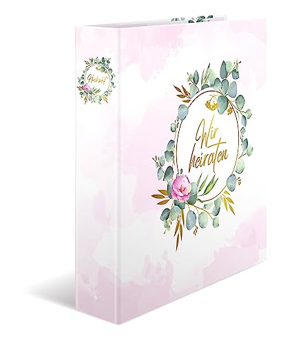 Herma Wedding Planner Per Matrimonio Con Motivo Wir Heiraten, Organizzatore Di Matrimoni Con Abbellimenti In Oro E Registro Da 10 Pezzi
