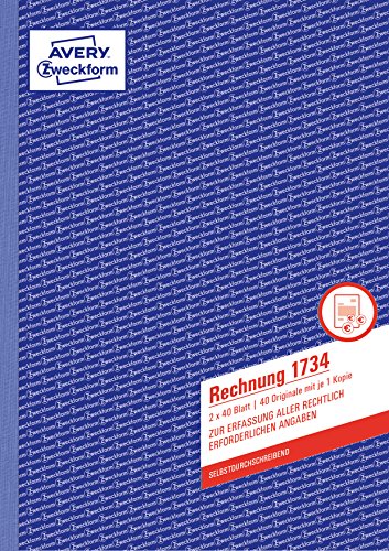 Avery Zweckform Formularbuch Rechnung, Sd, 2 X 40 Blatt