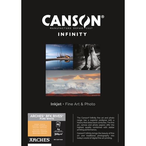 Canson Infinity Bfk Rives 100% Texturado 310G Scatola A4 25H Bianco Puro