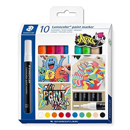 Staedtler Lumocolor 349 C10 - Pennarelli A Vernice, Colori Assortiti, Confezione Da 10