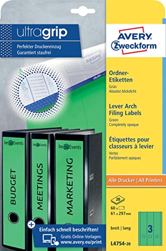 Avery Border Binder Labels, Green 61 X 297Mm (20)