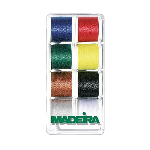 Madeira 8016 Scatola Da Cucito Areofil N. 35 Con 8 Rocchetti 100 M Extra Forti, Poliestere, Multicolore, 8 X 100M, 800 Unità