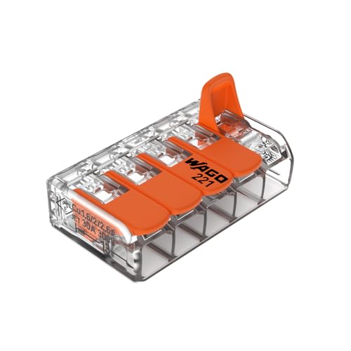 Wago 221-615 Compact - 10 Morsetti Di Collegamento Con Leva Di Azionamento, 5 Volte, Morsetto A Leva, Morsetto Per Lattina, 0,5-6 Mq
