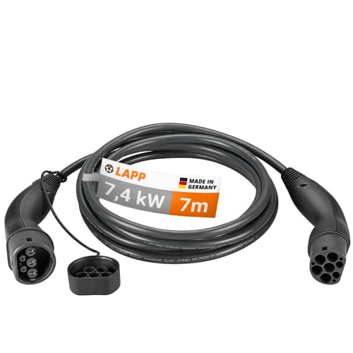 Lapp Mobility Tipo 2 Cavo Di Ricarica 7,4 Kw/Liscio / 32 A / 1 Fase/E-Auto Cavo Di Ricarica/Moda 3/7 M