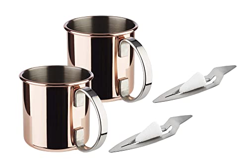 Aps Mini Feuerzangenbowle Set, 2 Tazze In Acciaio Inox In Look Rame, Ciotola Per Punch, 2 Mini Pinze Da Fuoco, Pinze Da Zucchero, 50 Mini Panetti Di Z