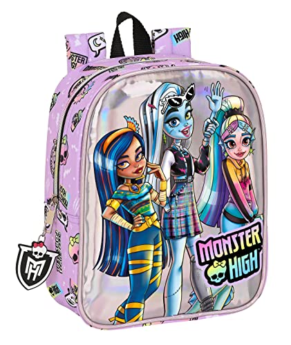 Safta Monster High - Zaino Per Bambini, Zaino Per Scuola, Adattabile Al Carrello, Ideale Per Asilo, Comodo E Versatile, Qualità E Resistenza, 22 X 10