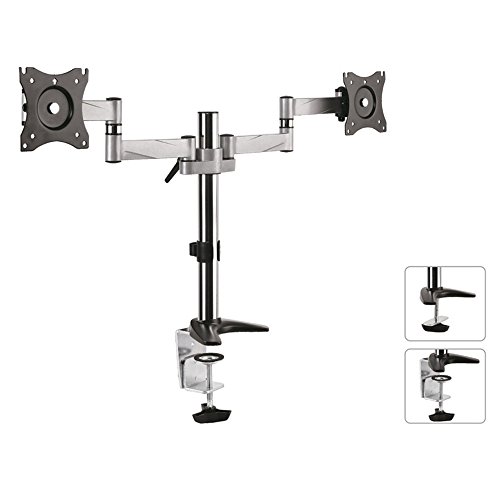 Maclean Mc-714 Staffa Per Monitor A 2 Slot Per Scrivania Braccio Per Monitor A 360 ° Staffa Per Doppio Monitor Monitor A Doppia Staffa Led Lcd Vesa 75