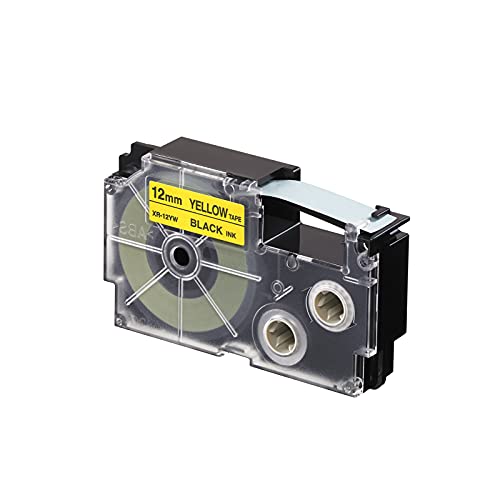 Casio Xr-12Yw1, Nastro Nero Su Giallo, 1 Rotolo (1,2 Cm X 8 M)