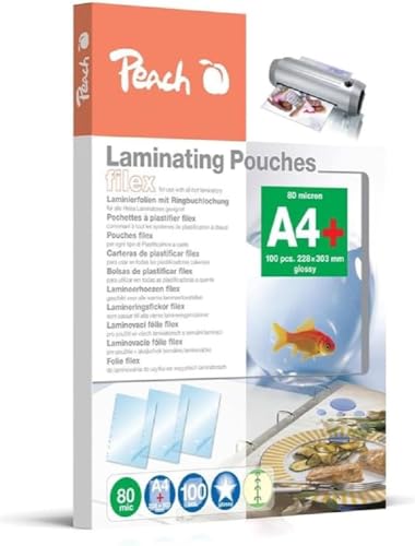 Peach S-Pp580-21 - Pellicole Per Plastificatrice, Formato A4, 80 Mic, Lucide, 100 Pezzi