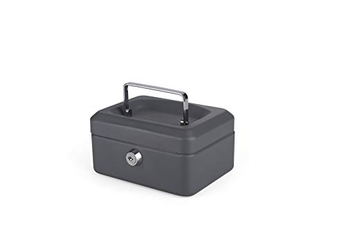 Pavo Premium - Cassetta Portavalori, Con Serratura A Cilindro, 2 Chiavi, 15 X 12 X 8 Cm, Colore: Grigio Scuro